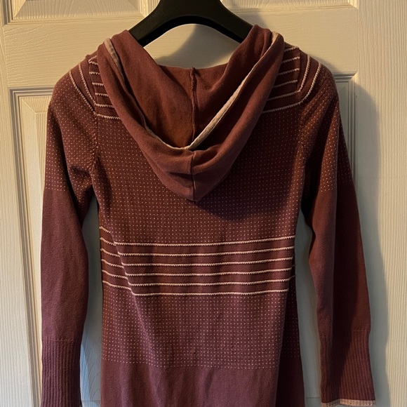 Prana Maroon Knit Dress with Stripes and hood. - Picture 3 of 4